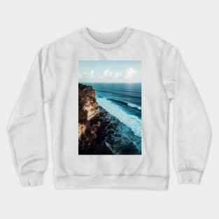 Cliffside Blue Ocean Waves - Aesthetic Crewneck Sweatshirt